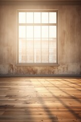 empty room with white wall and window - generative ai