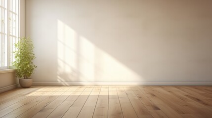 empty room with white wall and window - generative ai