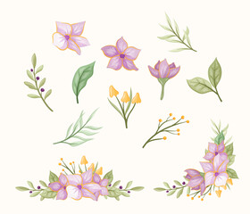 purple and gold flowers collection