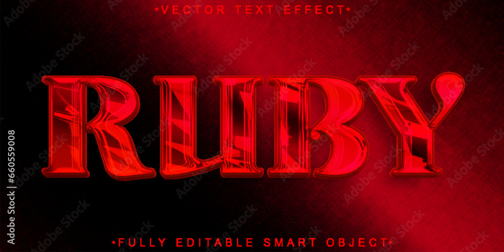 Poster red luxury shiny ruby vector fully editable smart object text effect