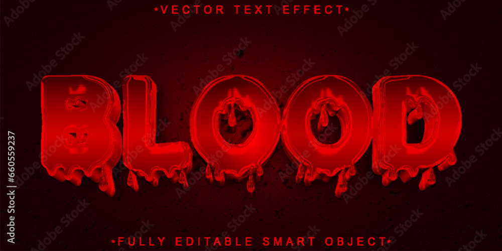 Poster red horror blood vector fully editable smart object text effect