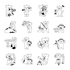 Pack of Adventure Bears Glyph Stickers 
