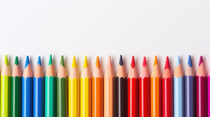 multicolored pencils on white background