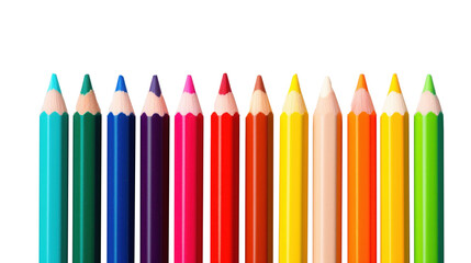 multicolored pencils on transparent background
