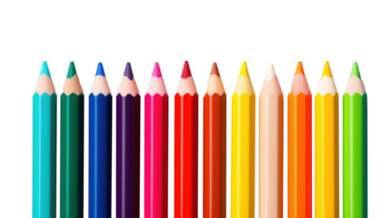 multicolored pencils on transparent background