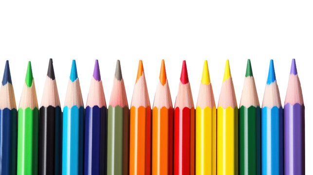 multicolored pencils on transparent background