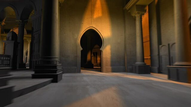 A walk in a temple interior decor