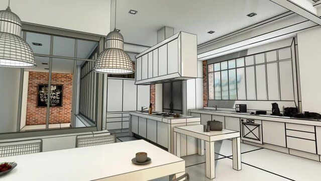 Modern  kitchen interior project evolution