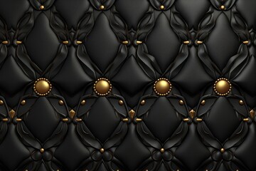 Obraz premium Black leather texture adorned with gold decorative