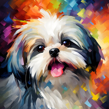 Hund Welpe Gem&auml;lde Kunst bunt S&uuml;&szlig; Dog Puppy Painting Art Colorful Cute