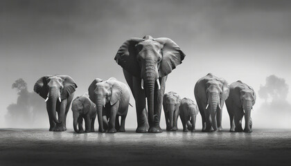 elephants black and white