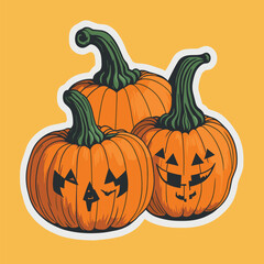 The Group sticker of pumpkins with faces