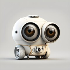 3D robot real cute white shell minimalist simple two big eyes Mercedes element walle eva 
