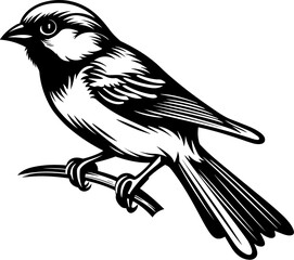 Sparrow Silhouette Icon Illustration