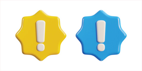 3d exclamation sign warning or danger risk message alert problem icon set