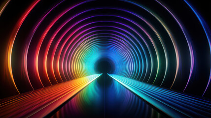Fototapeta premium Abstract Infinity Tunnel with Neon Rainbow