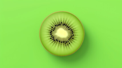 Single Kiwi Fruit on Green Background