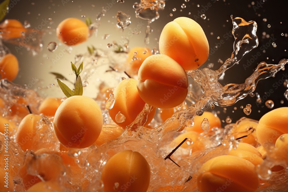 Aufkleber a bunch of oranges floating in water on a table. generative ai