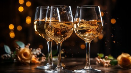 Celebration toast with champagne