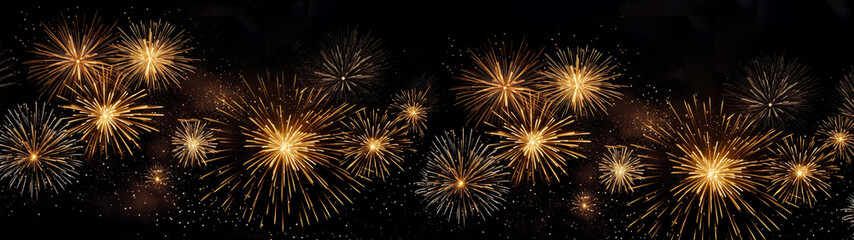 Silvester, New year eve, celebration, exploded fireworks on dark night background 