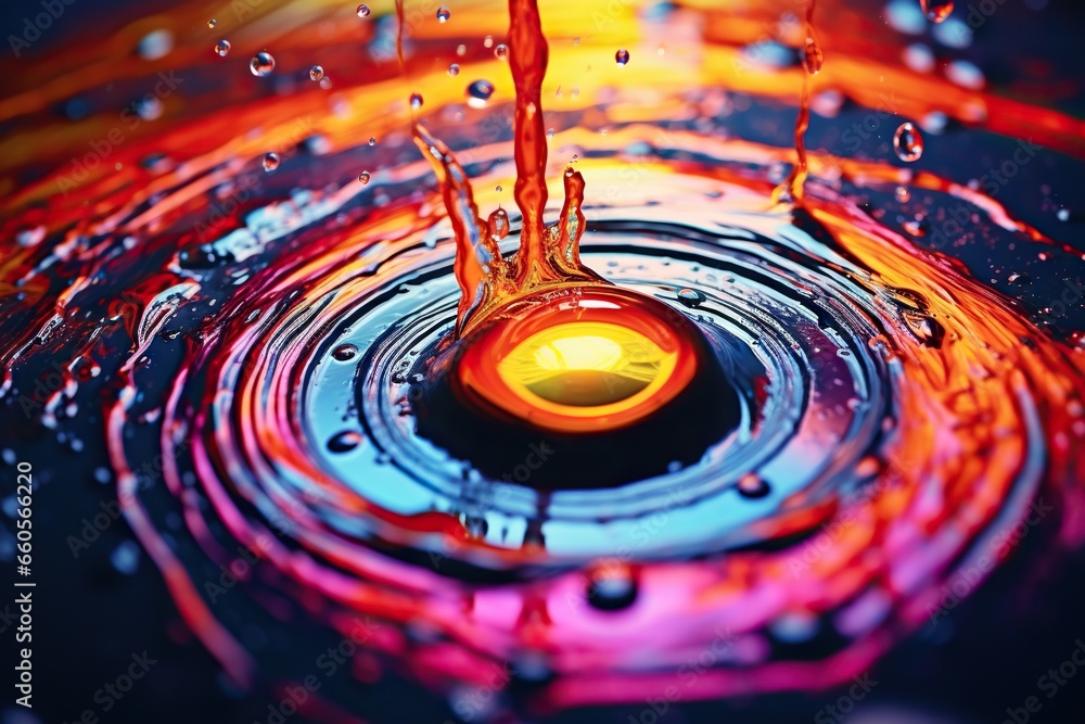 Poster a water drop with a yellow circle in the middle of it. generative ai