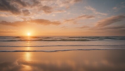 Naklejka premium An inspiring New Year's Day sunrise over a tranquil beach, embodying hope and fresh [Blank Space] for your narrative