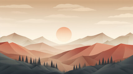 Simple Geometric Landscape with Muted Colors
