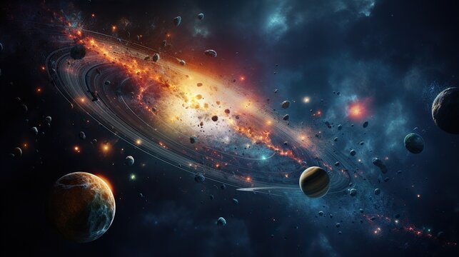 Planets of the solar system and the endless Beauty of the cosmos. Elements of This Image Presented by NASA