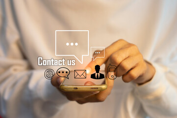 Contact us or our customer support hotline where people connect. and touch the contact icon on the virtual screen