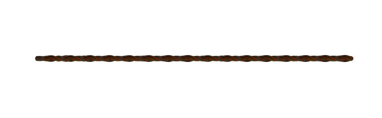 Heated metal horizontal bar twisted out, on a transparent background