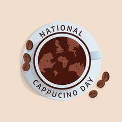National Cappuccino Day design template good for celebration usage. cappucino vector image. flat design. vector eps 10.