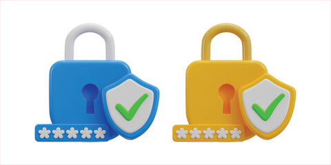 3d security verified icon set