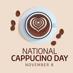 National Cappuccino Day design template good for celebration usage. cappucino vector image. flat design. vector eps 10.