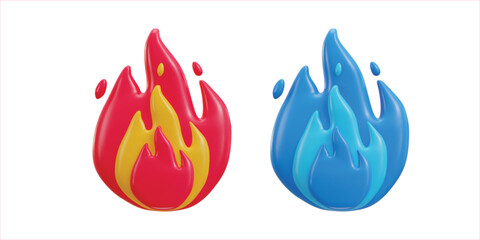 3d fire icon set vector illustration