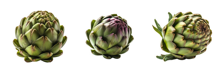 Set of artichoke vegetable isolated on a transparent background. Concept of food.