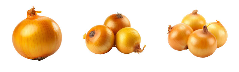 Set of yellow onion isolated on a transparent background. Concept of food. - obrazy, fototapety, plakaty