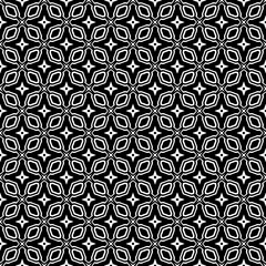 Black and white seamless abstract pattern. Background and backdrop. Grayscale ornamental design. Mosaic ornaments. Vector graphic illustration. EPS10.