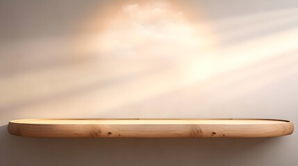 Elegant Wooden Shelf Illuminated by Soft Sunlight. generative ai