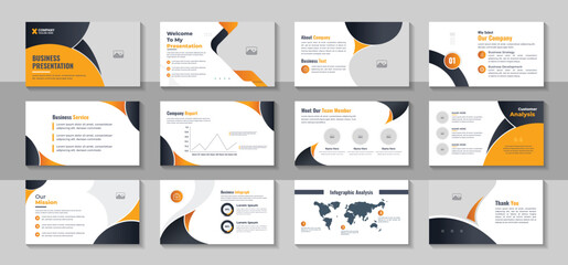 Business presentation slides template design layout, Use for modern keynote presentation background, brochure design vector, website slider design - obrazy, fototapety, plakaty