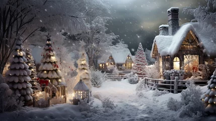 Keuken spatwand met foto 겨울의 눈오는 마을의 풍경 © 태형 길