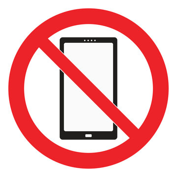 no cell phones, no smartphone, no mobile phone allowed sign vector icon