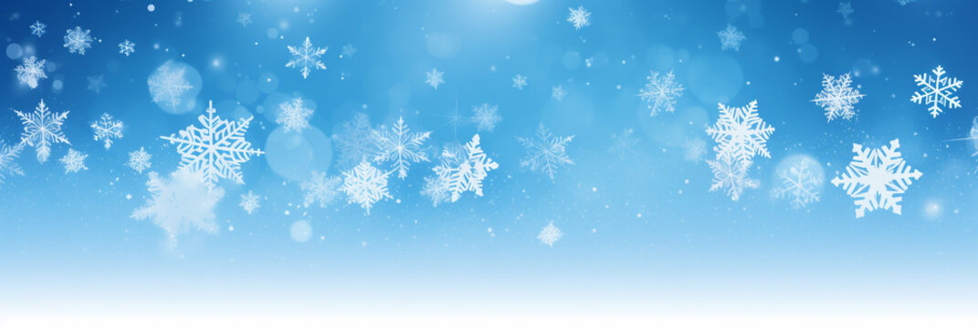 CHRISTMAS CARD. WINTER BACKGROUND WITH SNOWFLAKES, HORIZONTAL IMAGE. image created by legal AI