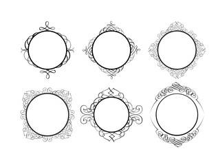 Set vector retro round frames