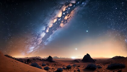 星空が美しい広大な夜の砂漠_01,Generative AI	
