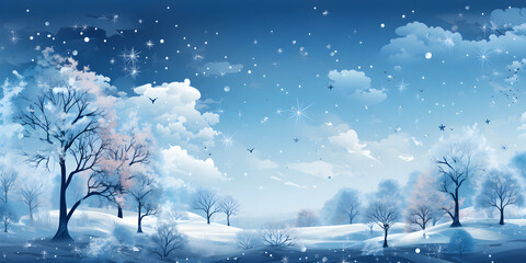 Abstract blue winter background, winter scenery landscape