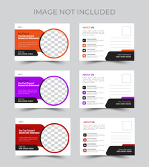 Marketing Professionel modern business postcard with red ,purple,blue and black color for various business fully editable file.