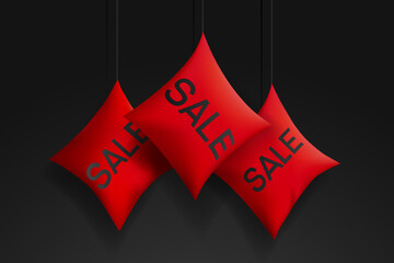Promotion red pillows with discount vector eps10