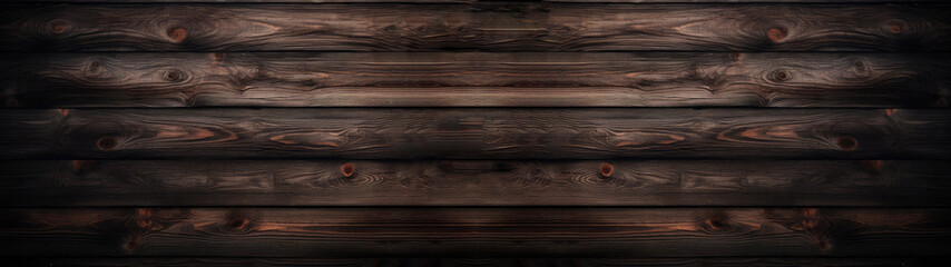 Dark brown, rough, rustic, wooden texture, horizontal wooden, closeup, background, panorma, banner