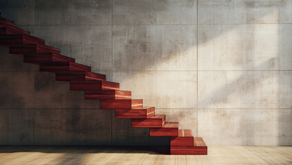 stairs in the red wall generative ai