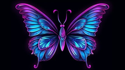 the purple and blue butterfly is stylized in the style.Generative AI